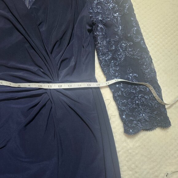 Alex Evenings Navy Blue Cocktail Dress with Lace & Sequin Detail – Size 12 - Picture 6 of 9